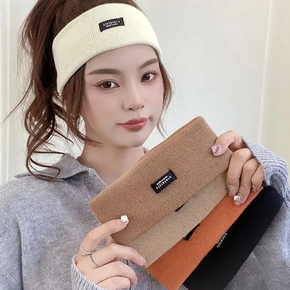 Headband Topi Bandana Kepala Wanita Y2K Style (COKLAT)