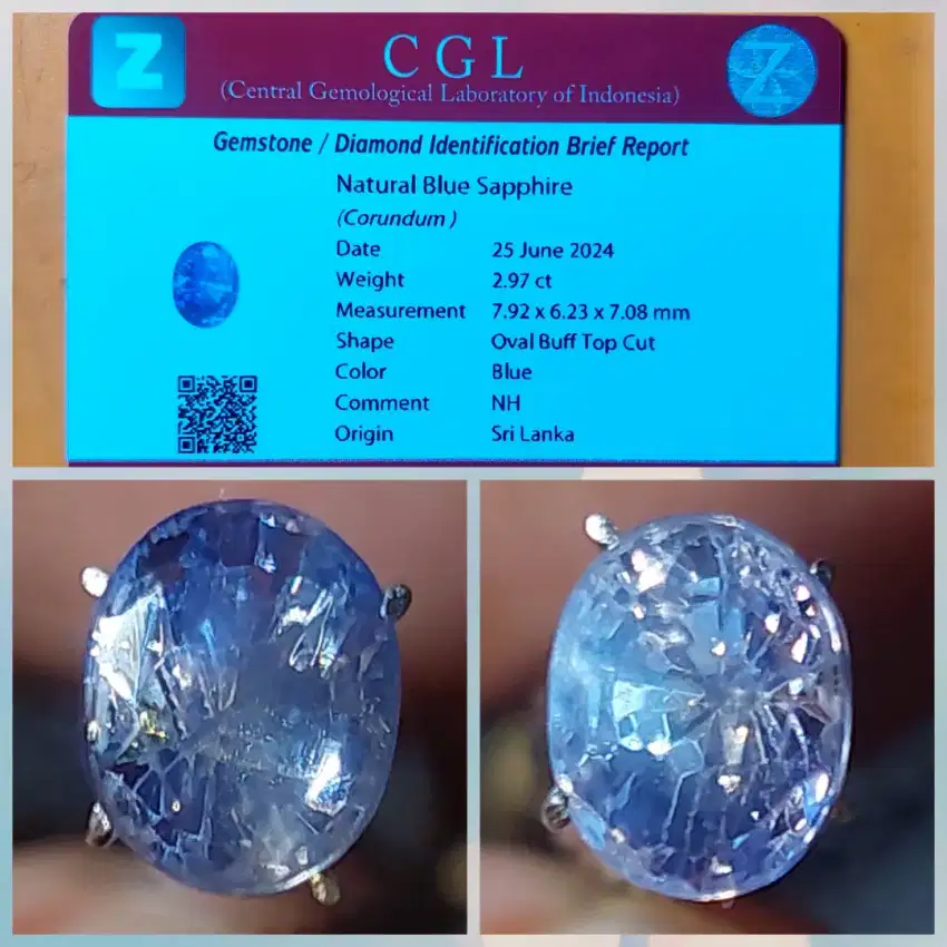 Blue sapphire ceylon 2.9 ct no heated