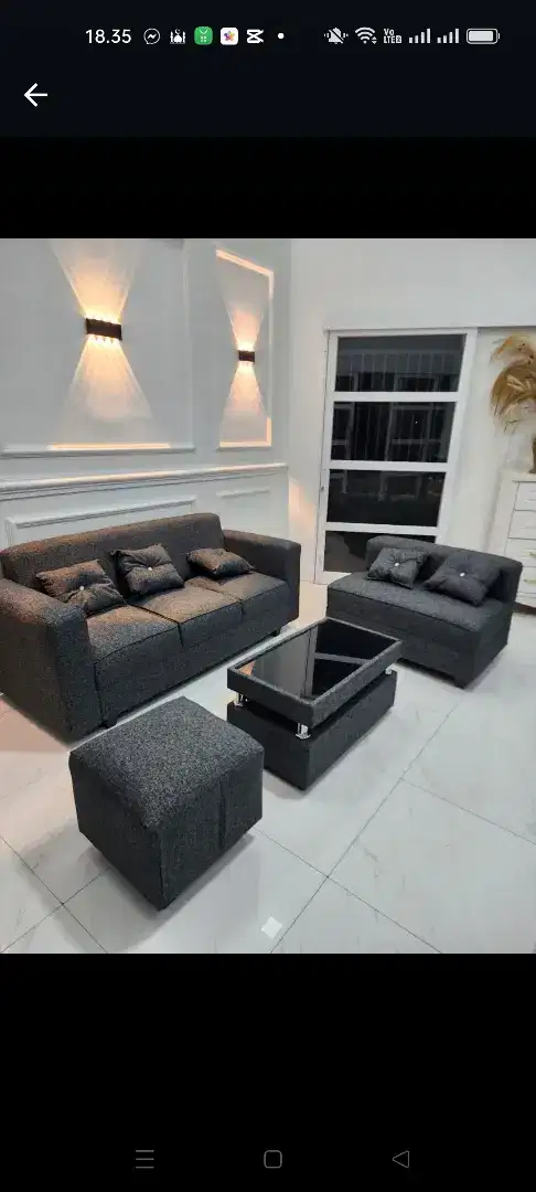 Sofa L minimalis murah + puk 1