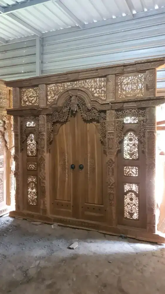 Pintu gebyok lebar 3 t 270 angin atas kaligrafi lebar pintu 120