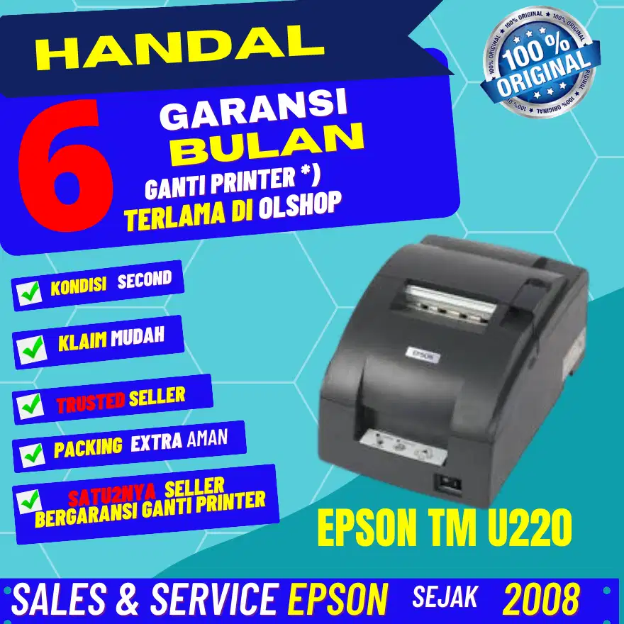 printer epson tmu 220 OUTPUT USB bisa ke laptop garansi 6 bln terlama