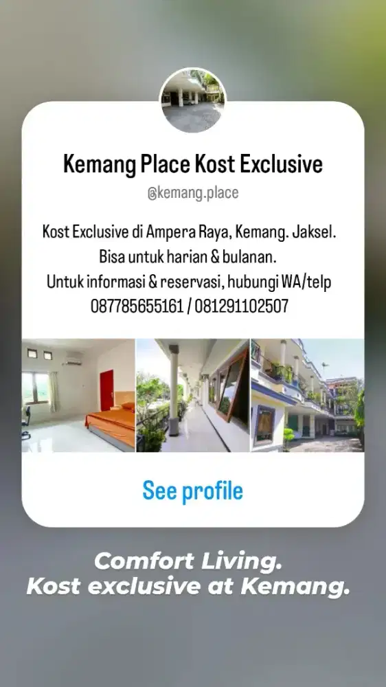 Kost Exclusive di Ampera, Kemang. Jaksel.