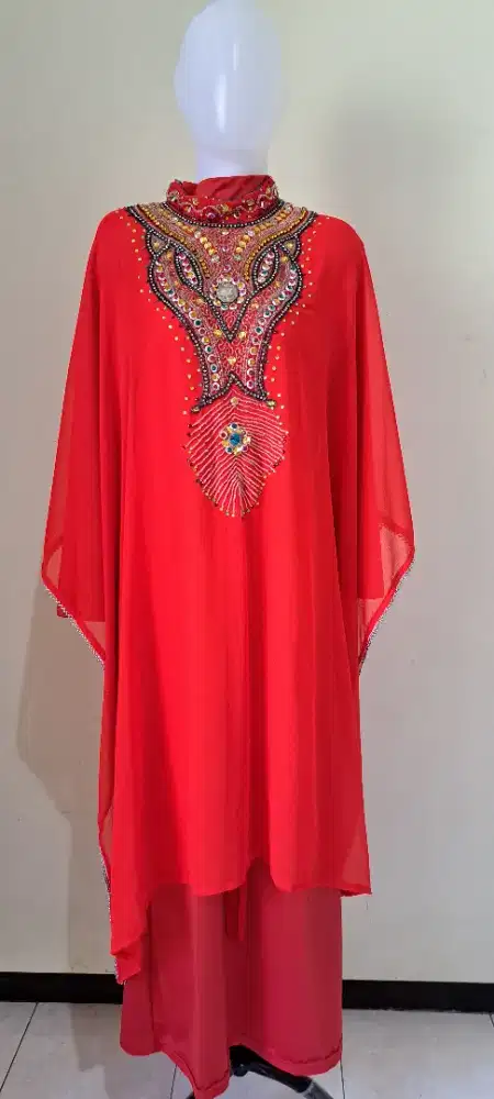 Kaftan Mewah Asesoris Batu Asli