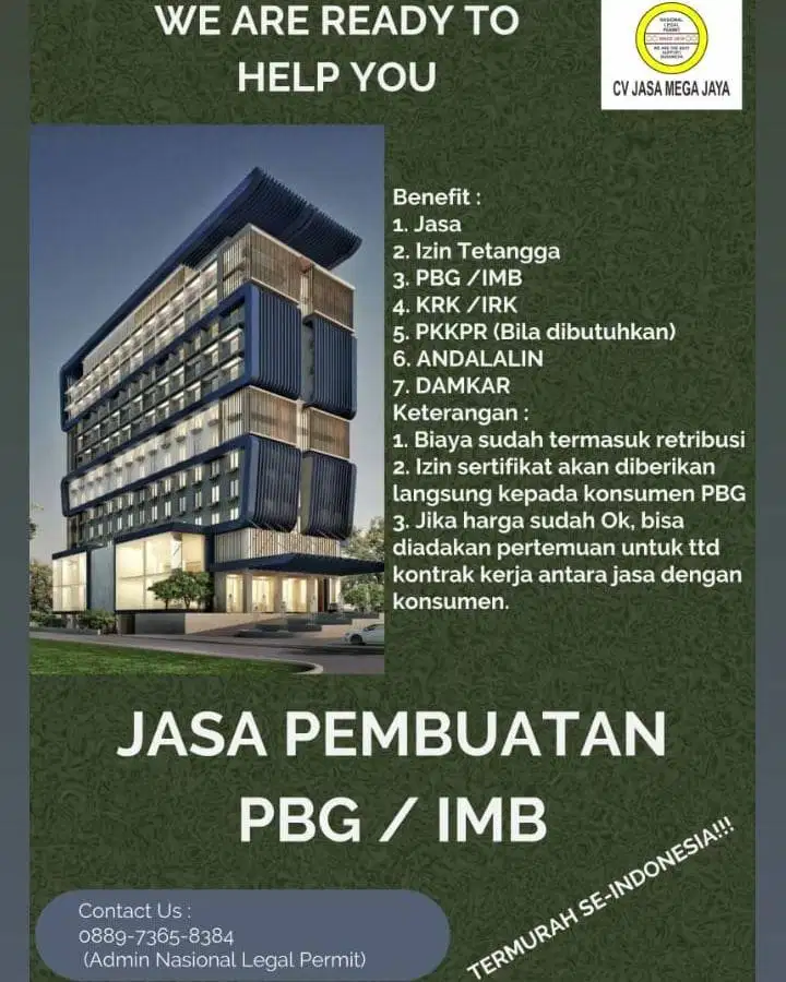 IZIN/JASA IMB PBG SERTIFIKAT TANAH SIUJK SBUJPTL IZIN TAMBANG VISA DLL