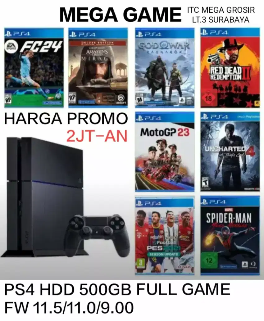 PS4 FW 11.5 HDD 500GB FULL GAME CLONE PROMO HARGA 2JT-AN