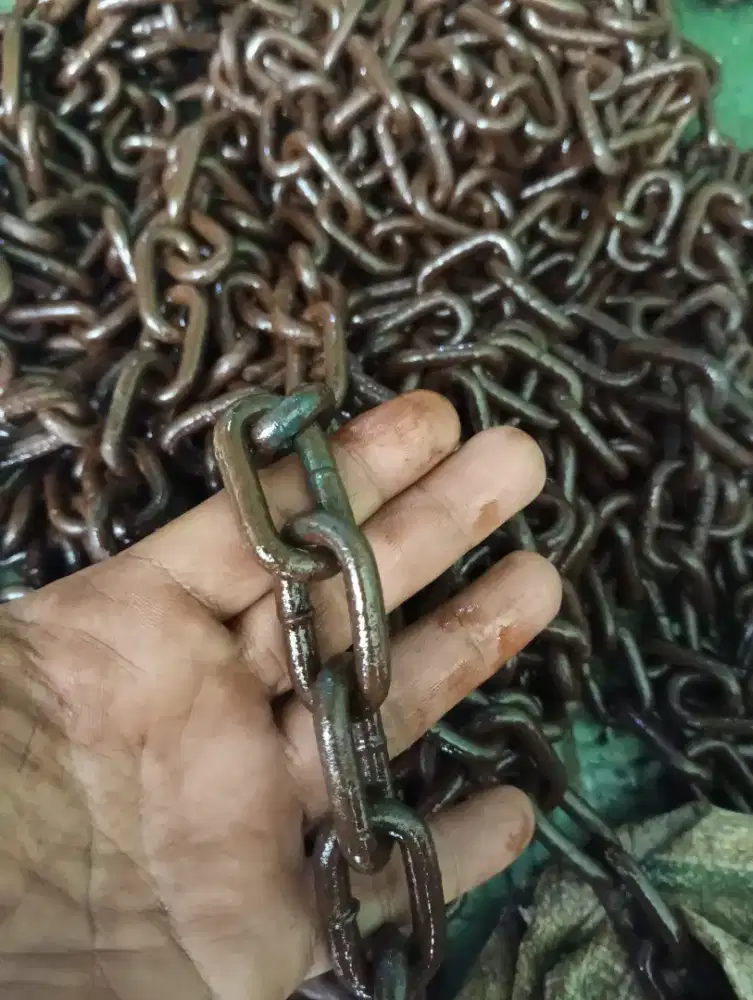 Rantai baja 3 ton hitam bekas tackel cahinblock permeter hemat cermat