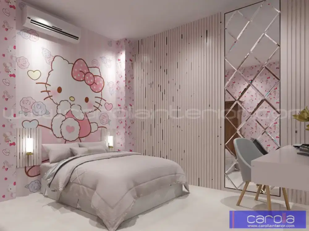 Kamar Set (Ranjang, Wallpaper, Kabinet, Almari, Meja Belajar) Murah