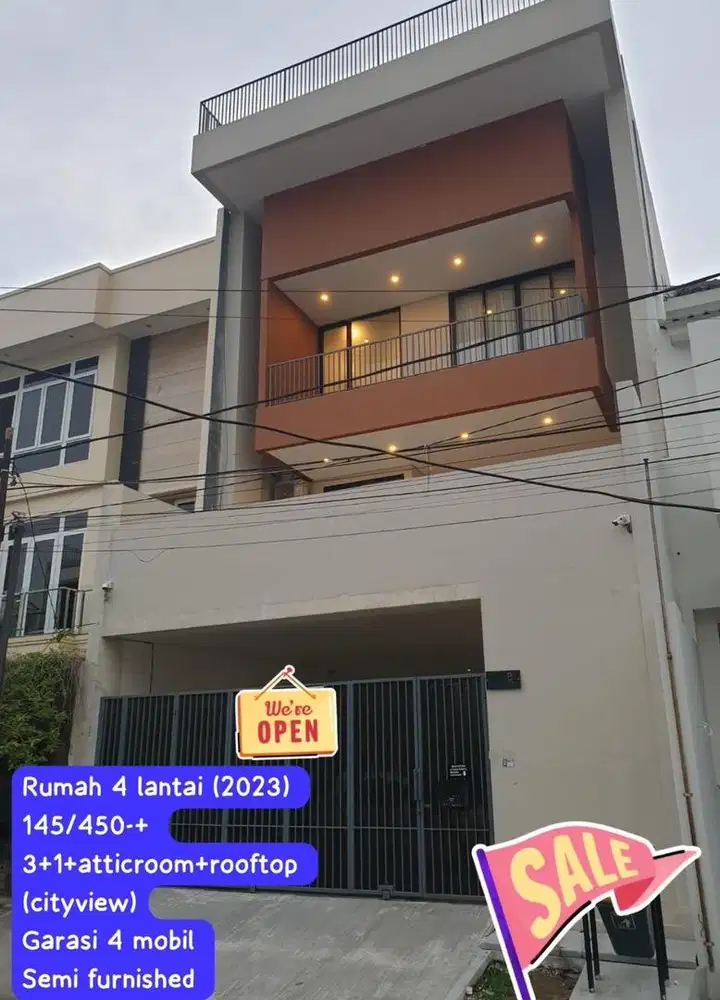 DIJUAL RUMAH 4 LANTAI ! LB:+- 450m2 /FULLY FURNISHED