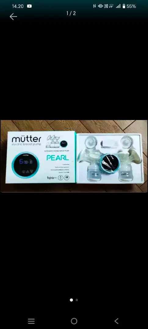 MUTTER PEARL BREASTPUMP PORTABLE CHARGEABLE POMPA ASI COLOR BLUE