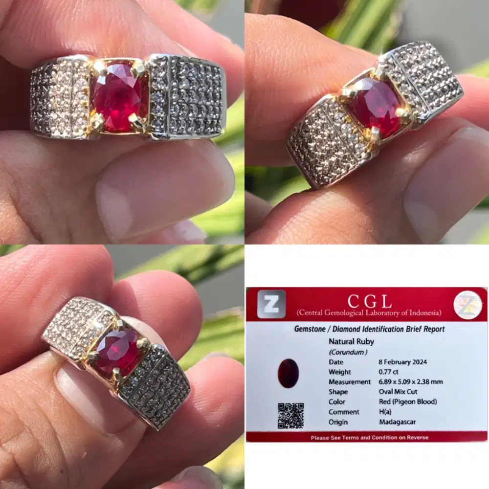 Natural HQ Ruby Pigeon Blood madagascar H(a) 0.77crt