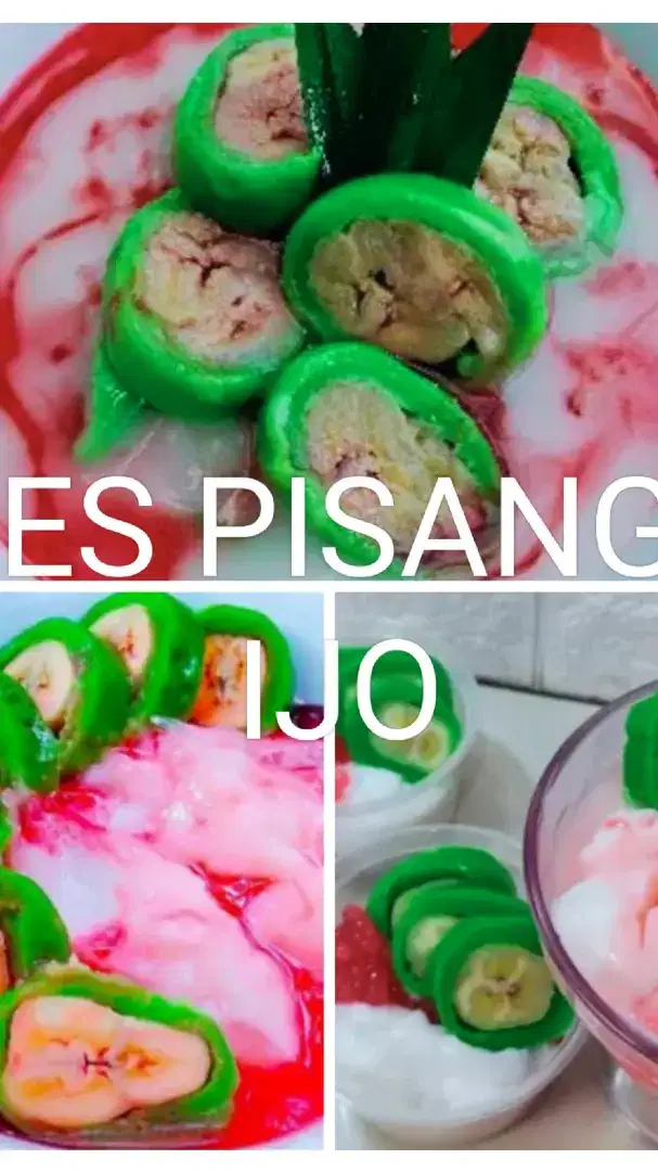 Es Pisang Ijo dan salad buah jelly