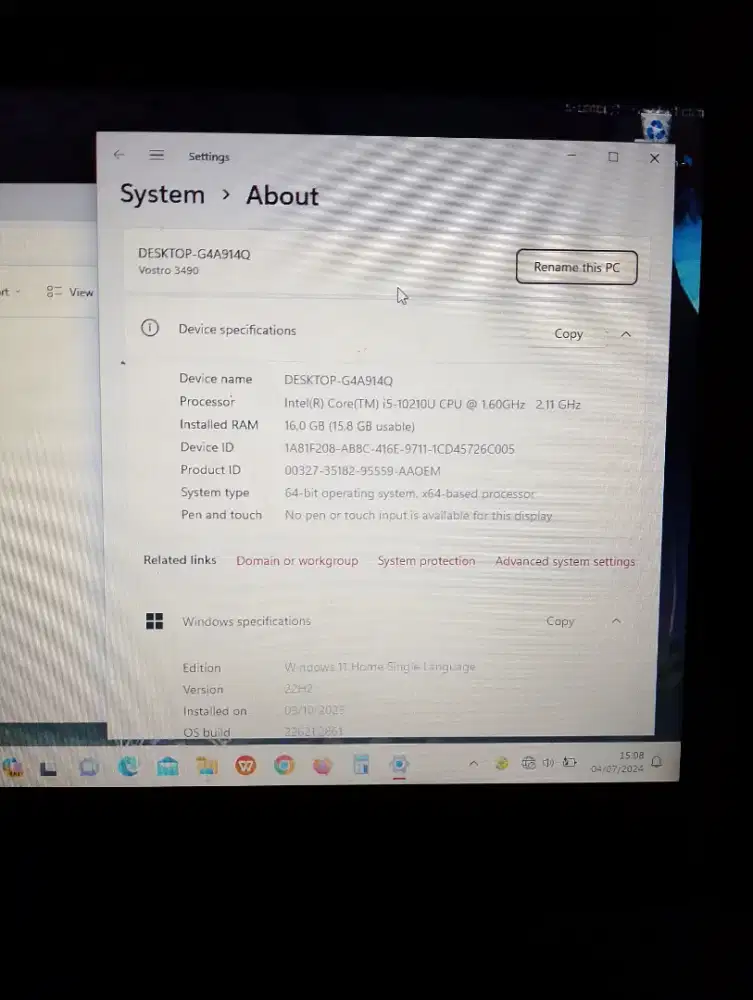 Laptop dell i 5 Ram 16 gb sata SSD 237 gb