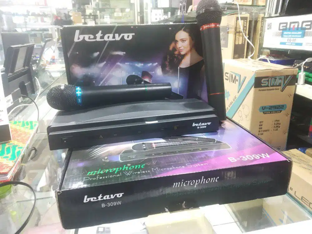 Microphone Wireless Betavo B-309W Microphone wireless Karaoke 2 mic Pe
