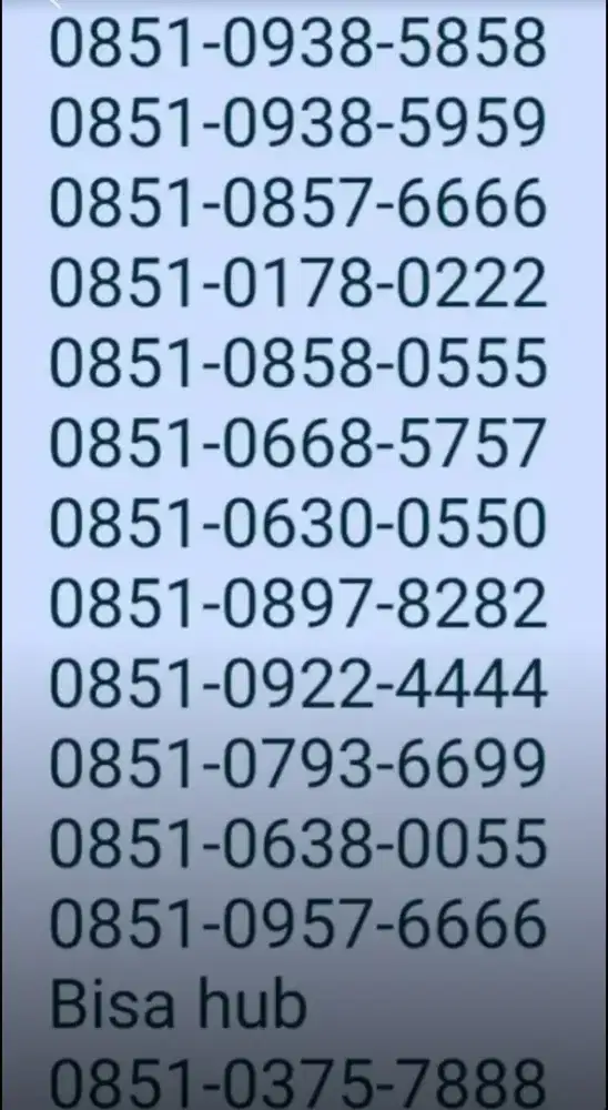 Nomer perdana kartu telkomsel AS FLEXI 0851