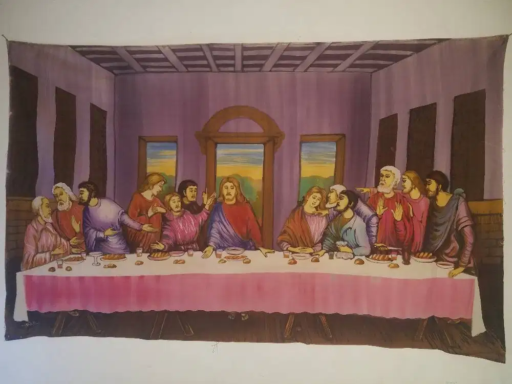 lukisan batik painting Last Supper large 94 x 152 cm