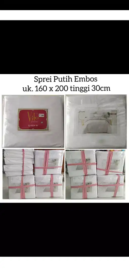 Sprei Putih Embos 160x200 tinggi 30cm