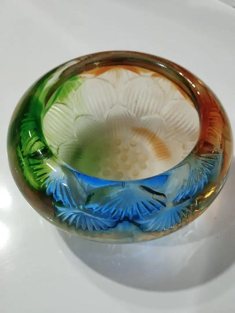 New - Art Glass Decorative Bowl Teratai