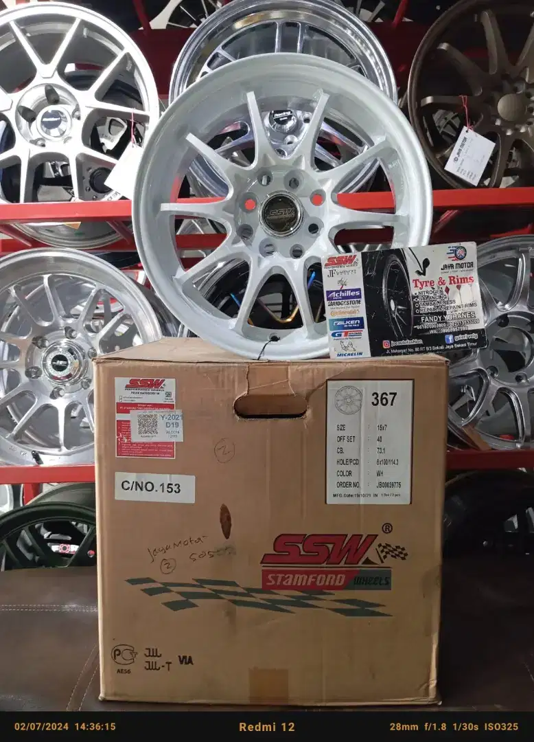 Velg ssw ce28 r15 4x100/114.3 lbr7 et40 sepaket ban barj