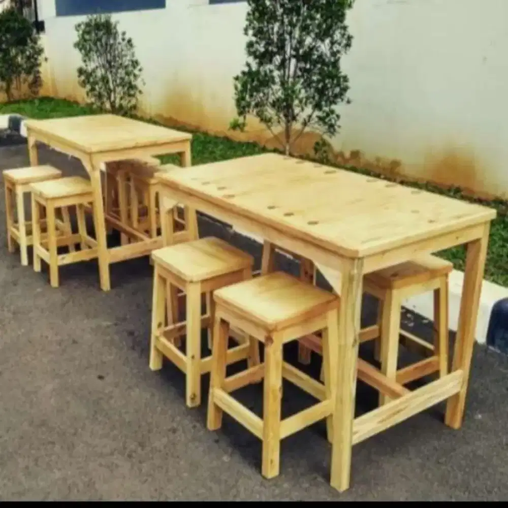 Meja kursi kayu jati belanda bayur bambu