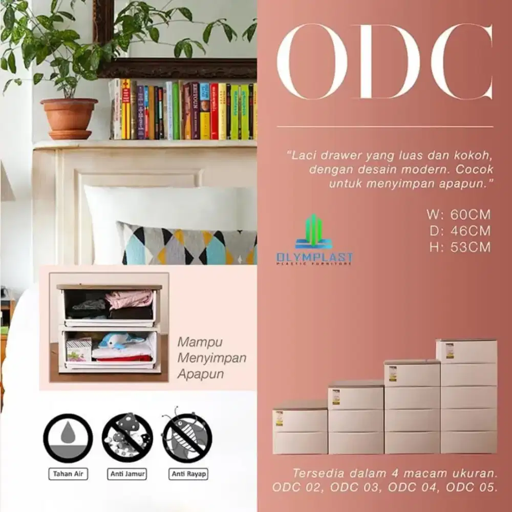 LEMARI LACI PLASTIK OLYMPLAST CABINET CONTAINER ODC MODERN 4/5 SUSUN