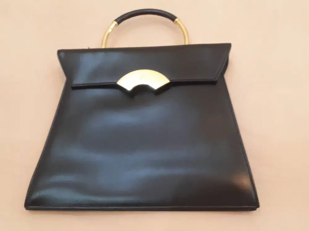 Karl Lagerfeld Kelly Archive Fan Top Handle Bag Black Leather (A-881)