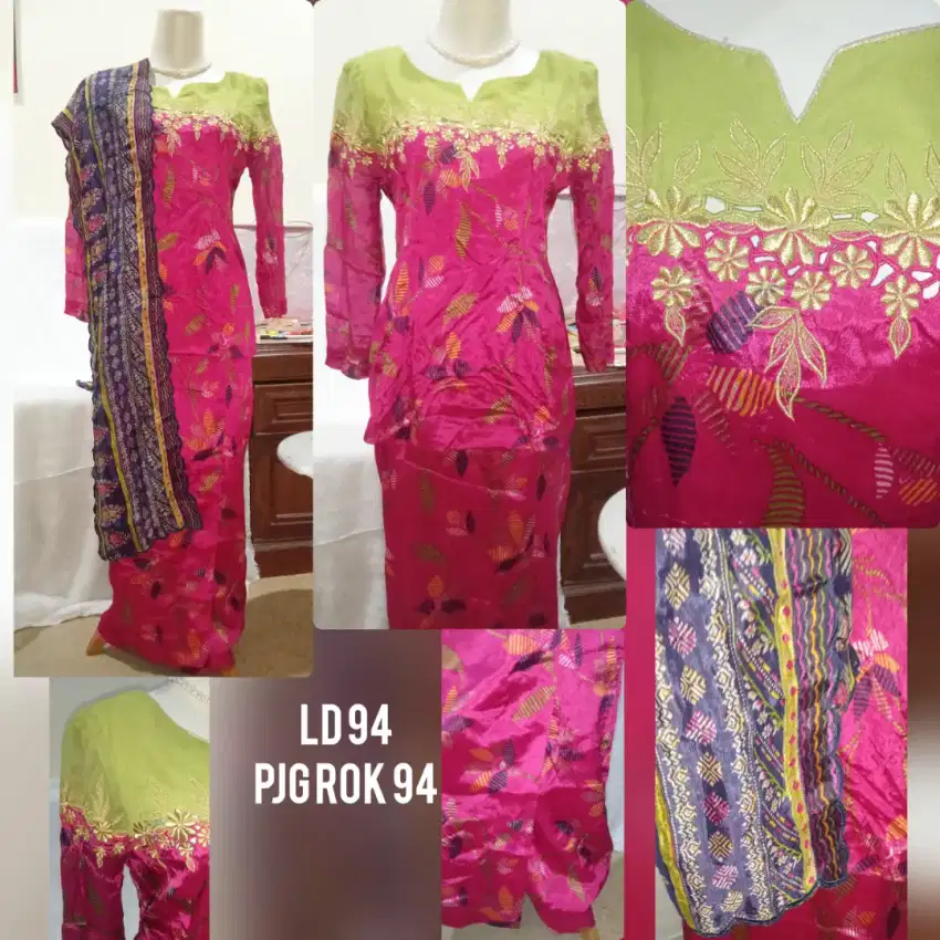 Malaysian dress pink fanta set selendang