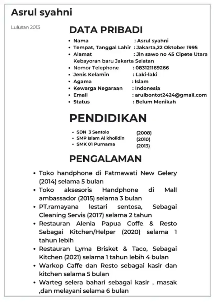 Cari pekerjaan yg ada mesnya domisili skrng di kebayoran lama