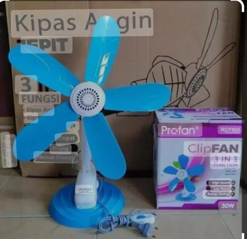 Kipas Jepit Clip Fan 30Watt 5 Baling2 Garansi Super Aman