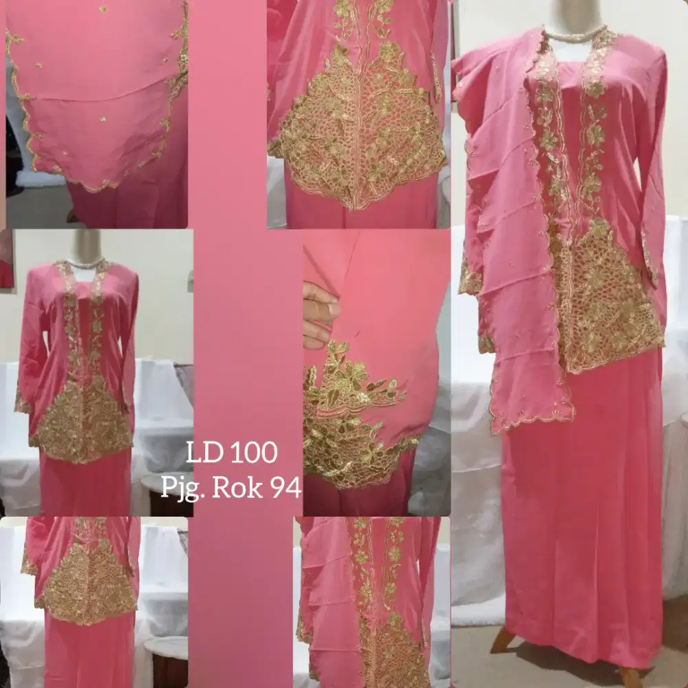 Malaysian dress peach, set selendang LD 100