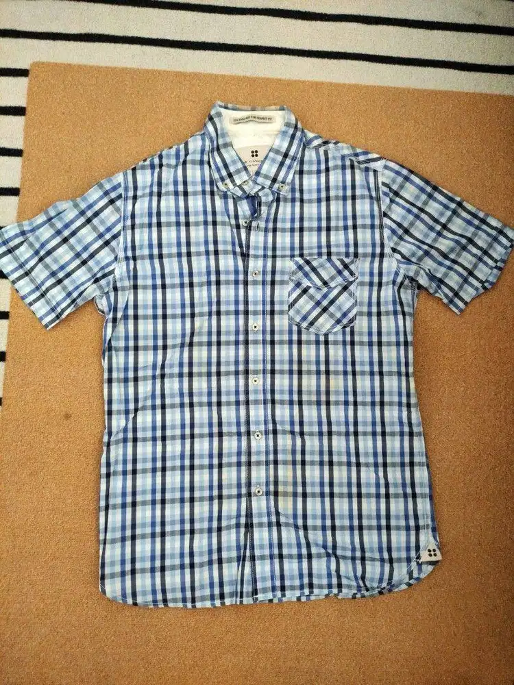 Salt n pepper kemeja flannel blue biru kotak