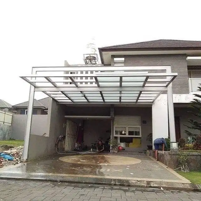 kanopi atap kaca tempered model terbaru moderen