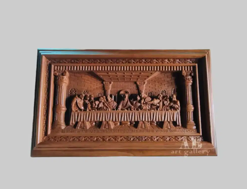 Pajangan Perjamuan Yesus Ukiran Kayu