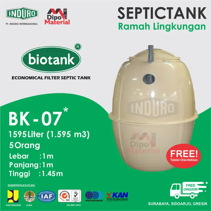 BIOTANK BK-07 | 1595 Liter | Bersertifikat | Septic Tank