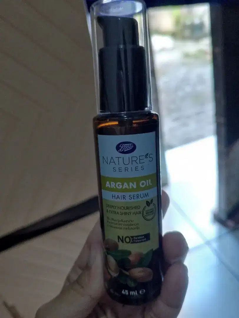 BOOTS NATURE'S SERIES ARGAN OIL HAIR SERUM 45ML(ORIGINAL&SEGEL),EXPIRE