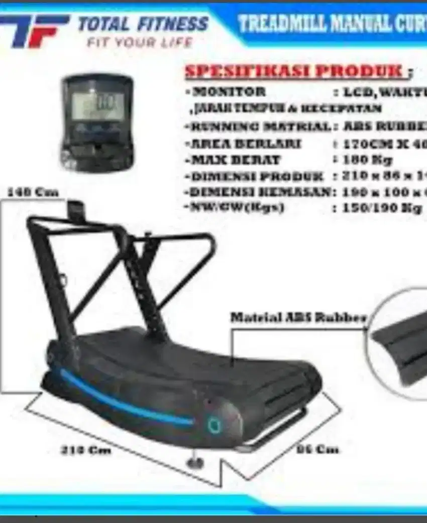 Treadmill manual curve komersil