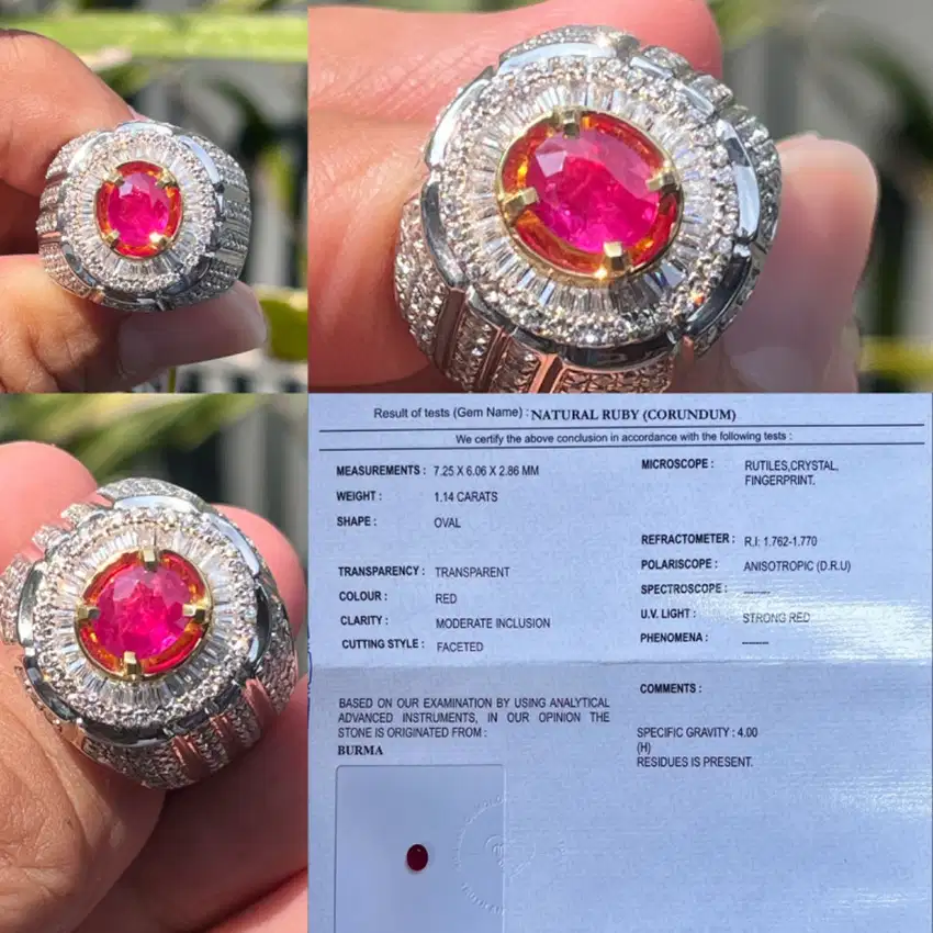 Ruby Burma Red only 1.14crt heat only serti agl lab