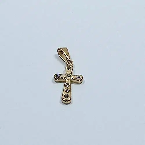 Liontin Kalung Salib Diamond GOLD Titanium 1,3cm x 2,3cm Necklace New