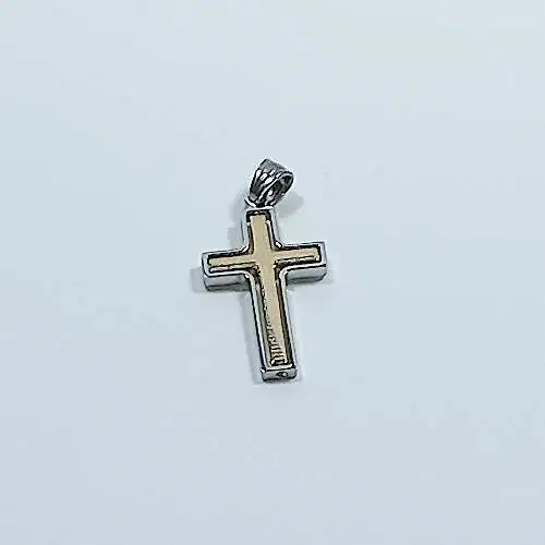 Liontin Kalung Salib Titanium Gold Silver Cross Necklace 1,8cm x 2,8cm