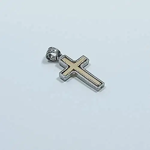 Liontin Kalung Salib Titanium Gold Silver Cross Necklace 1,8cm x 2,8cm
