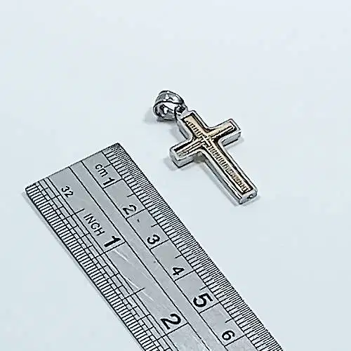Liontin Kalung Salib Titanium Gold Silver Cross Necklace 1,8cm x 2,8cm