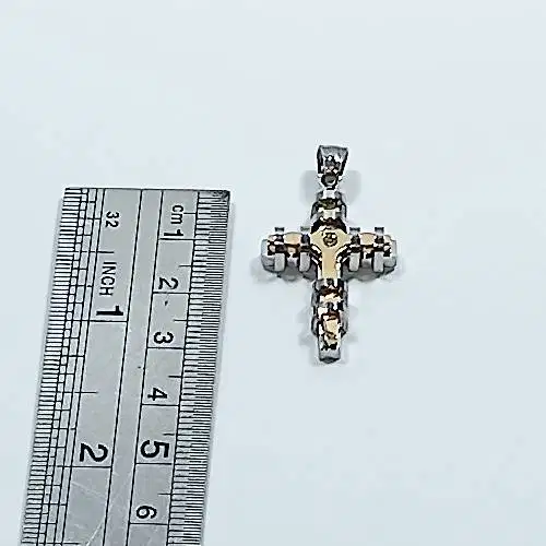 Liontin Kalung Salib Titanium Gold Silver 2,2cm x 3,2cm Cross Necklace