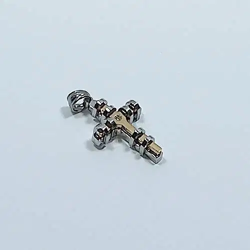 Liontin Kalung Salib Titanium Gold Silver 2,2cm x 3,2cm Cross Necklace