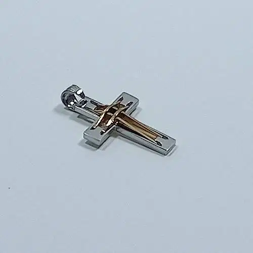 Liontin Kalung Salib Titanium Gold Silver Chrome Necklace 3,2cm New
