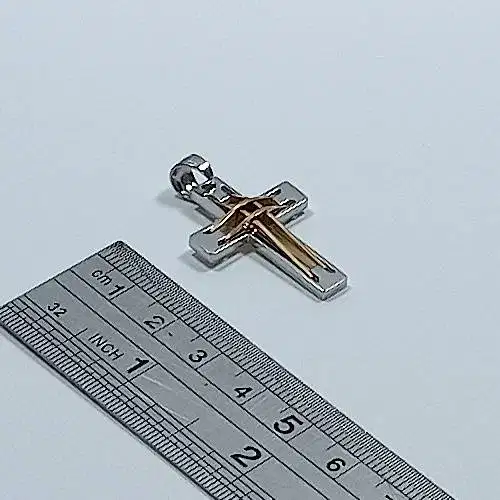 Liontin Kalung Salib Titanium Gold Silver Chrome Necklace 3,2cm New