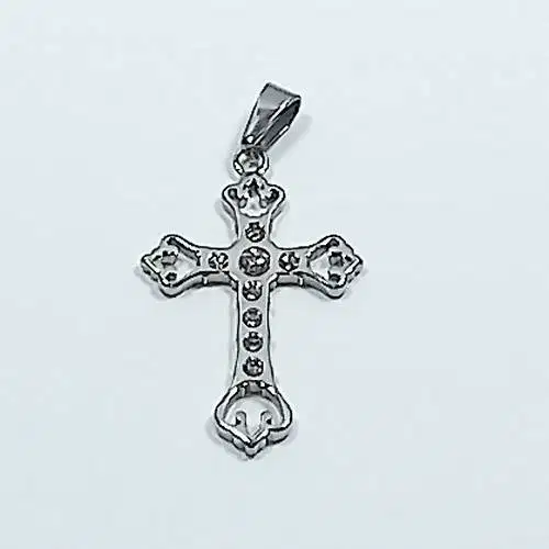 Liontin Kalung Salib Titanium Diamond Silver Necklace 2,8cm x 4,2cm
