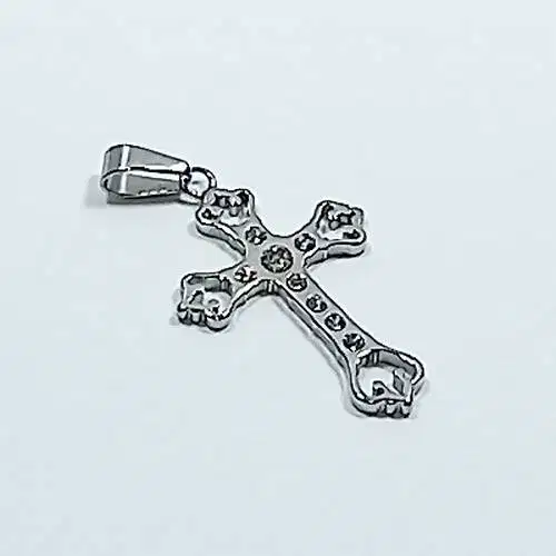 Liontin Kalung Salib Titanium Diamond Silver Necklace 2,8cm x 4,2cm