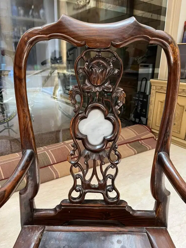Meja kursi kayu marmer