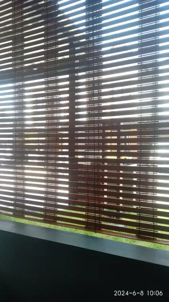 Tirai Kerei Kayu jati dan Bambu