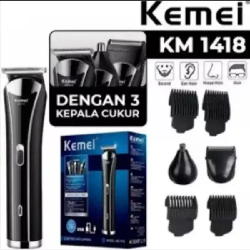 Clipper KEMEI KM-1418 KM1418 Mesin Cukur Rambut Kumis Jenggot