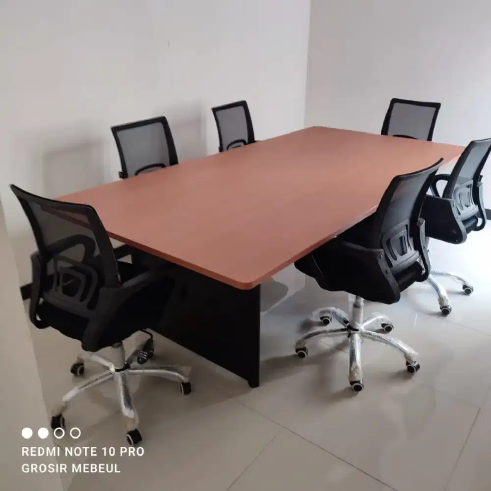 PAKET MEJA RAPAT + 6 KURSI PUTAR KAKI STANLES